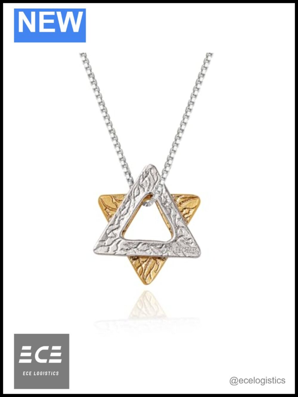 24K Gold Plated Sterling Silver Star of David Pendant Necklace